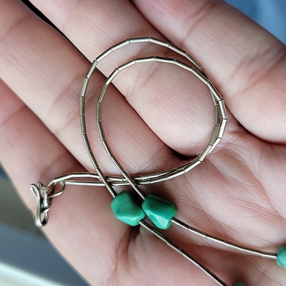 2/$8 Boho Southwestern Green Stone Necklace Choker - Picture 9 of 12